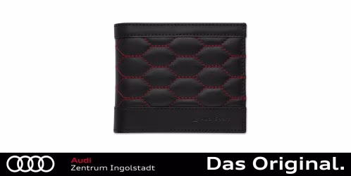 Original Audi Sport Geldbörse Leder, Herren, schwarz-rot 3152201200