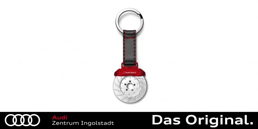 Schwarz/Silber Audi Sport Schlüsselanhänger Einkaufswagenchip Leder/Metall 