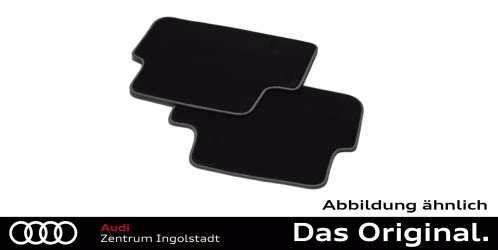 Original Audi A4/S4 (Limousine/Avant/Allroad) (8W) / A5/S5 (Sportback) (F5) Textilfußmatten Satz Hinten, ohne Befestigungspunkte, schwarz/stahlgrau Original Audi A4/S4 (Limousine/Avant/Allroad) (8W) / A5/S5 (Sportback) (F5) Textilfußmatten Satz Hinten, ohne Befestigungspunkte, schwarz/stahlgrau