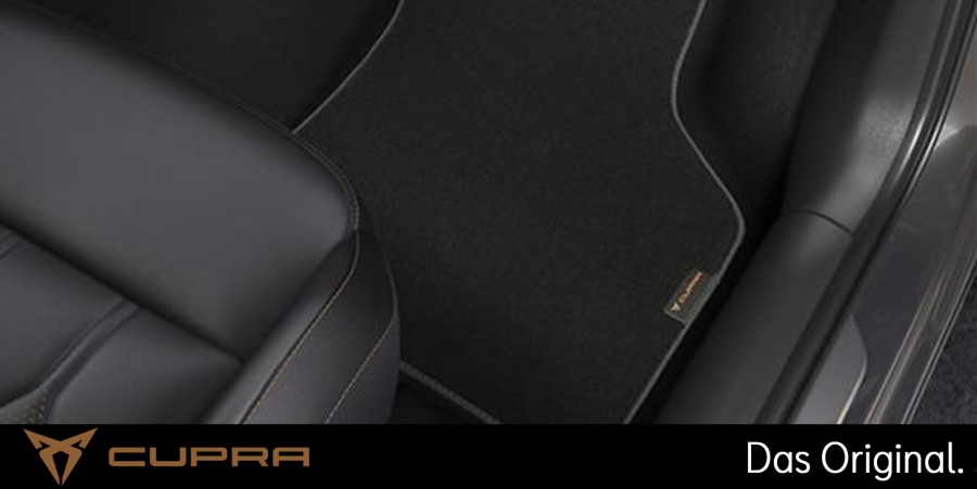 Original SEAT CUPRA Formentor / CUPRA Leon (5D / Sportstourer)  Textilfußmatten Satz Vorne + Hinten mit Kupferstickerei