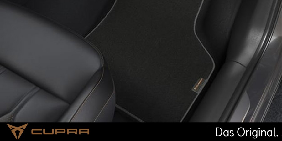 Original SEAT CUPRA Formentor / CUPRA Leon (5D / Sportstourer)  Textilfußmatten Satz Vorne + Hinten mit Kupferstickerei 