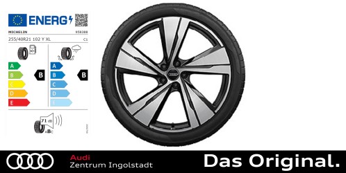 Original Audi Q5/SQ5 Sommerkomplettradsatz 5-Arm-Split mit RS-Schriftzug schwarz metallic, glanzgedreht Michelin PILOT SPORT 4 SUV A AO 255/40 R21 102Y XL 8,5Jx21,