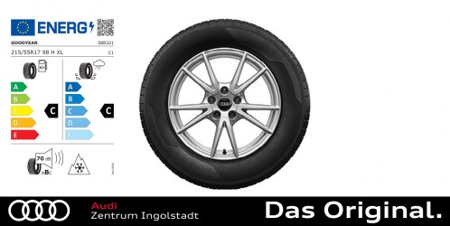Original Audi A5 (FU) Avant / Limousine Winterkomplettradsatz 5-Doppelspeichen 17 Zoll 7,5Jx17, Winterreifen 215/55 R17 98H XL Goodyear ULTRAGRIP PERFORMANCE 3