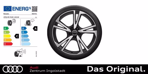 Original Audi Q5/SQ5 (FY) 20 Zoll Sommerkomplettradsatz im 5-Arm-Falx-Design mattschwarz 8 J x 20, 255/45 R 20 101W Michelin Latitude Sport 3 AO