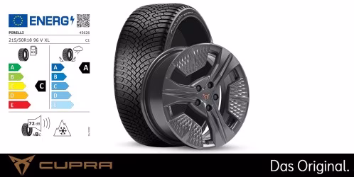 Original SEAT CUPRA Raval 18 Zoll Winterkomplettradsatz Defier Machined schwarz Pirelli CINTURATO WINTER 3 215/50 R18 96 V XL 7,0J x 18 ET42 DOT 25 Original SEAT CUPRA Raval 18 Zoll Winterkomplettradsatz Defier Machined schwarz Pirelli CINTURATO WINTER 3 215/50 R18 96 V XL 7,0J x 18 ET42 DOT 25