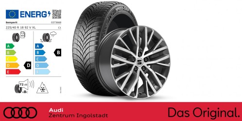 Original SEAT Leon 18 Zoll Winterkomplettradsatz Performance Xcellence schwarz / silber  Semperit SPEED-GRIP 5 / 225/40 R18 92 V XL / 7,5J x 18 ET46