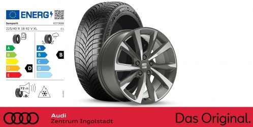 Original SEAT Leon 18 Zoll Winterkomplettradsatz Performance FR Machined grau Semperit SPEED-GRIP 5 / 225/40 R18 92 V XL / 7,5J x 18 ET46