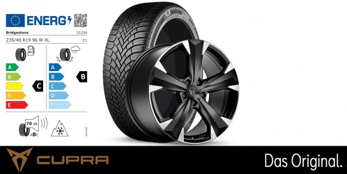 Original SEAT CUPRA Ateca 17 Zoll Winterkomplettradsatz Dynamic silber Bridgestone Blizzak 6 / 235/40 R19 96 W XL / 8,0J x 19 ET45
